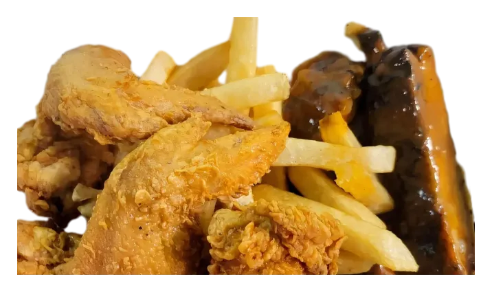 3 Wings, 2Rib & Fries